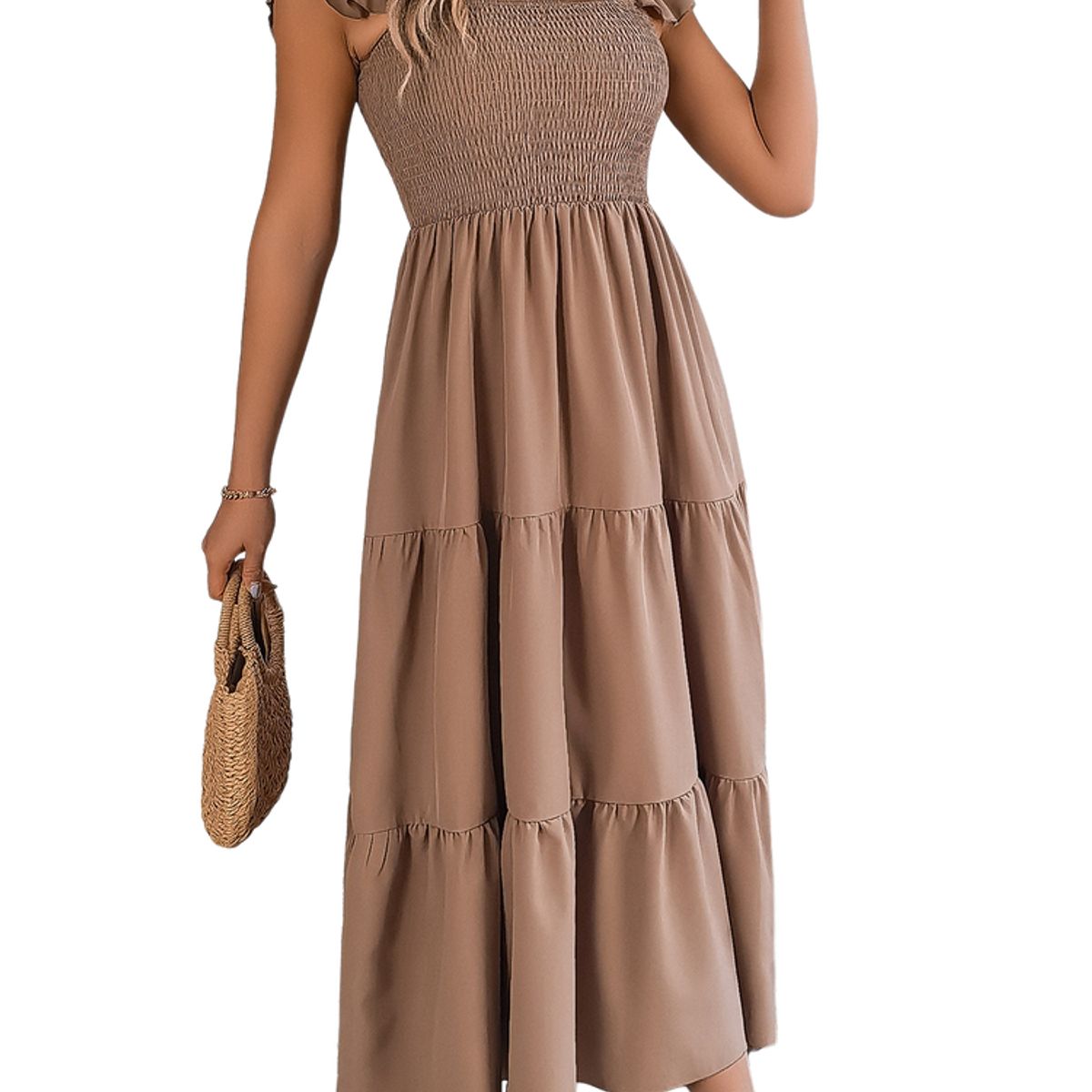 BLWOENS - Vestido casual de verano para mujeres - Marrón