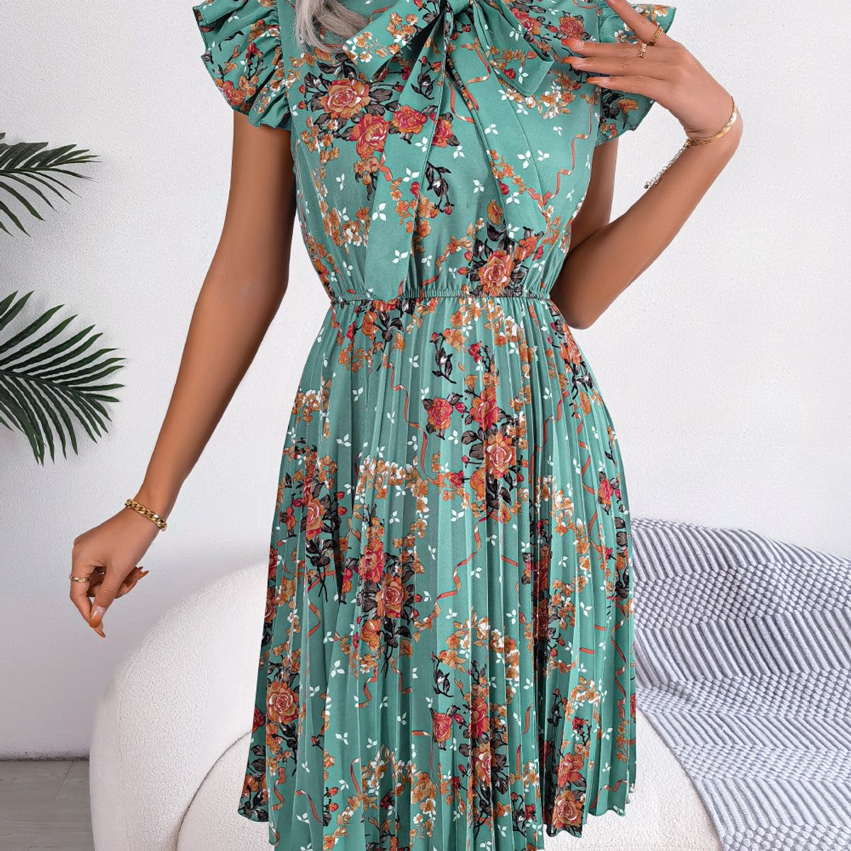 BLWOENS - Vestido casual de verano para mujeres - Verde
