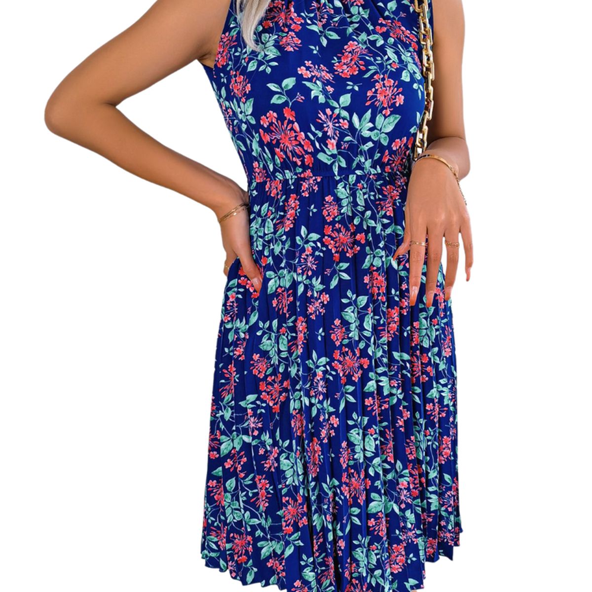 BLWOENS - Vestido casual de verano para mujeres - Azul