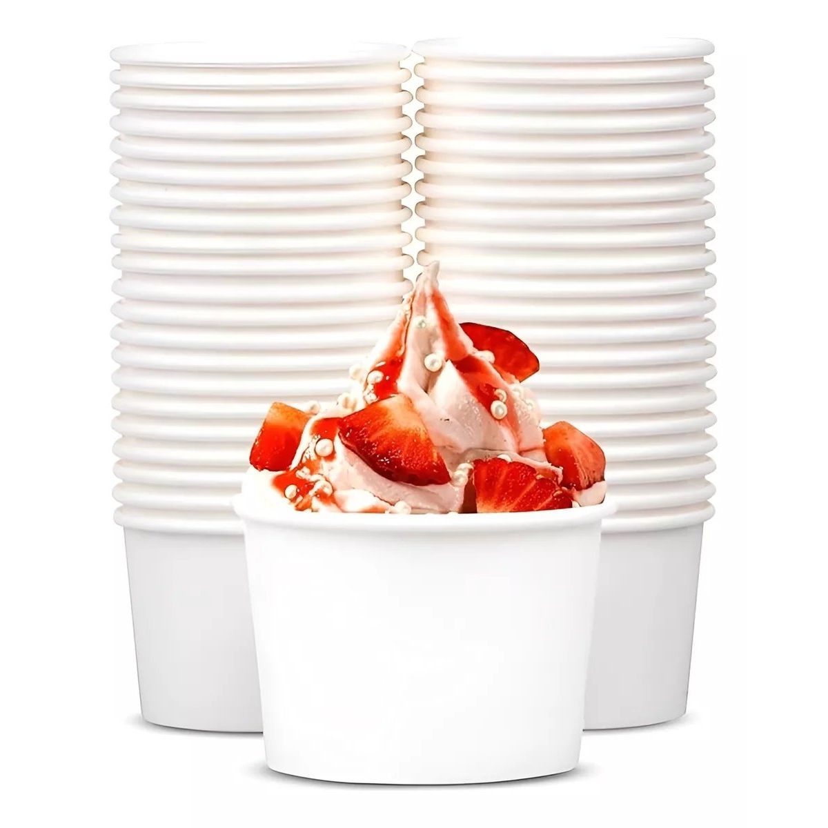 Pasteleria - 50 Vasos Desechables Polipapel Pote Helado Vaso Postre 4.5oz