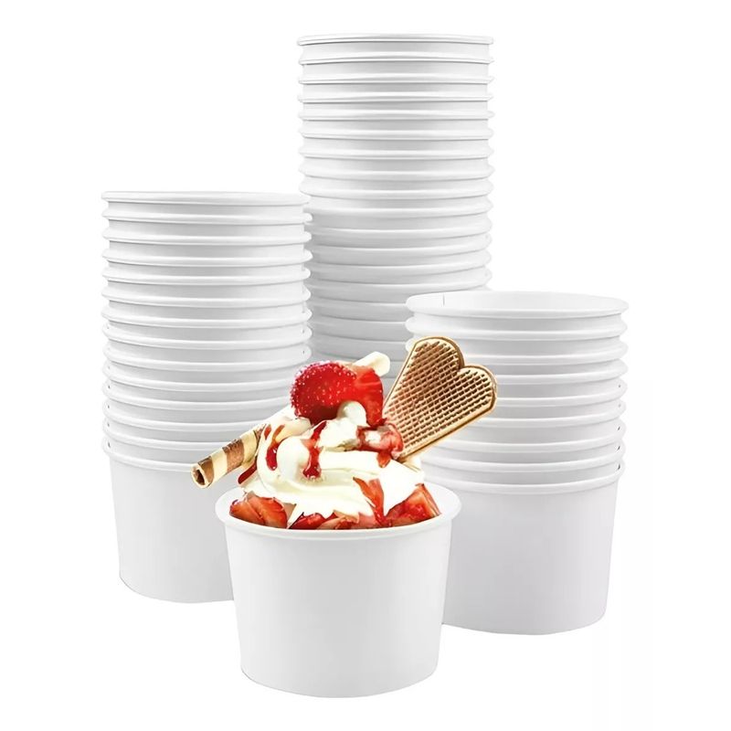 Pasteleria - 200 Vasos Polipapel Pote Helado Desechables Vasos Helado 8oz