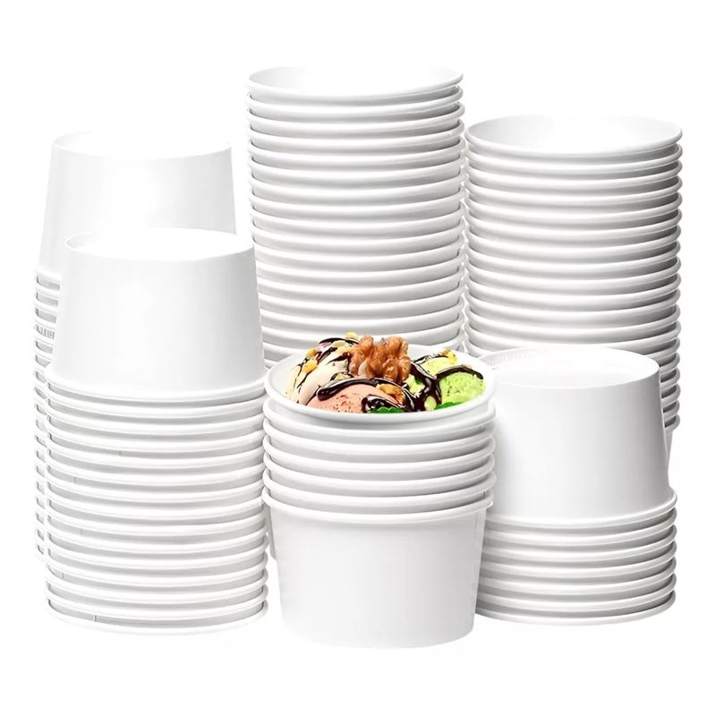 Pasteleria - 100 Vasos Polipapel Pote Helado Vasos Helado Desechables 16oz