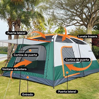 Imagen 2 del producto Carpa 8 Personas con 2 Habitáciones Gran Espacio 2,6x3,8x2m