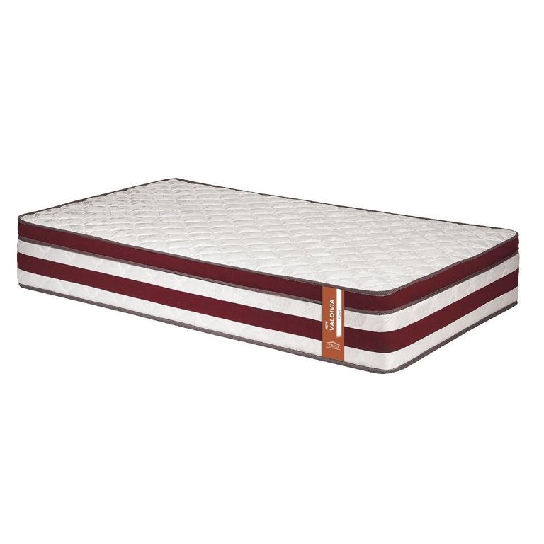Colchon New Valdivia 1 plazas Burdeo 90x190x28 Cm
