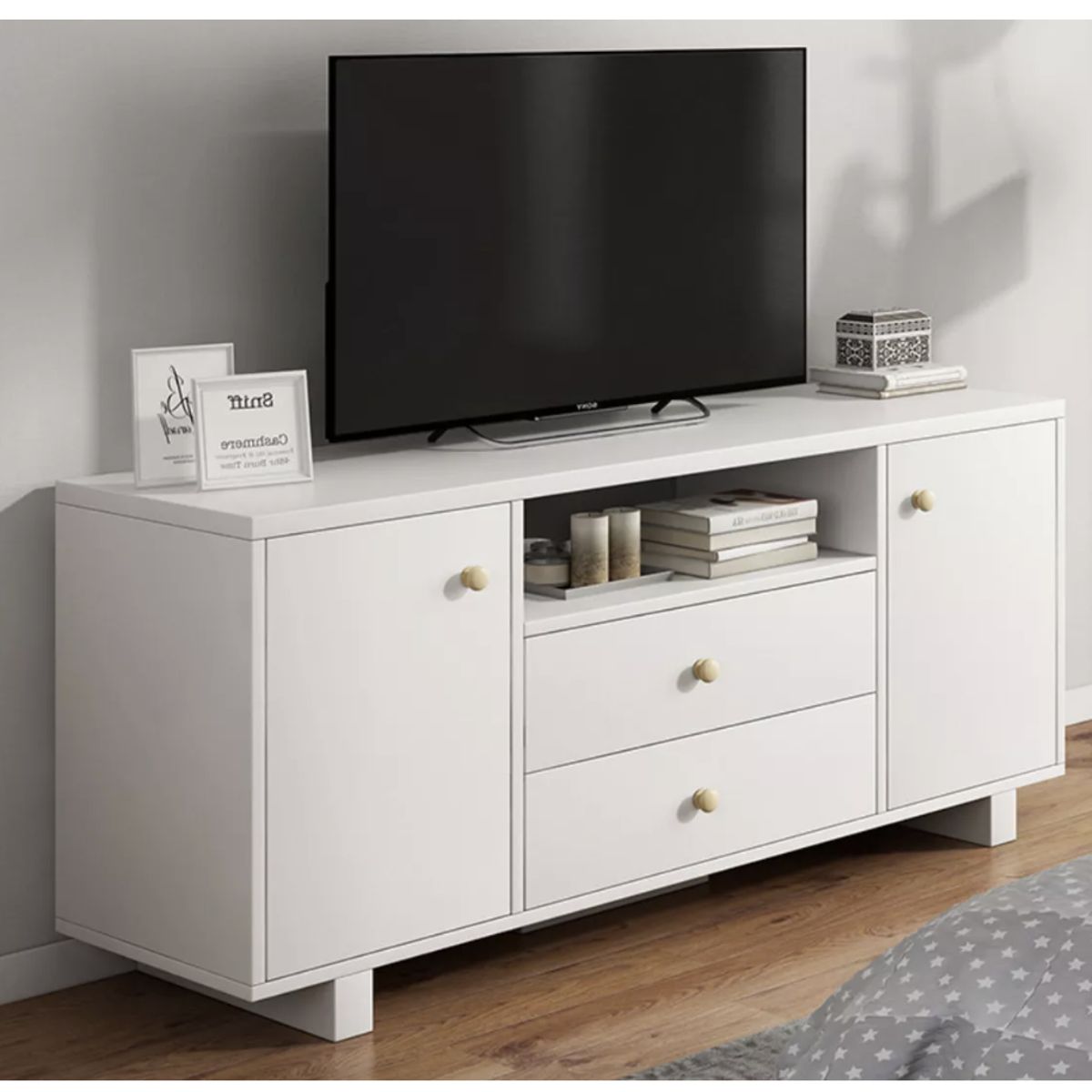 HOMER DESIGN - Rack Tv 120x30x58cm 2 Tiras 2 Puerta Melamina Homer Design