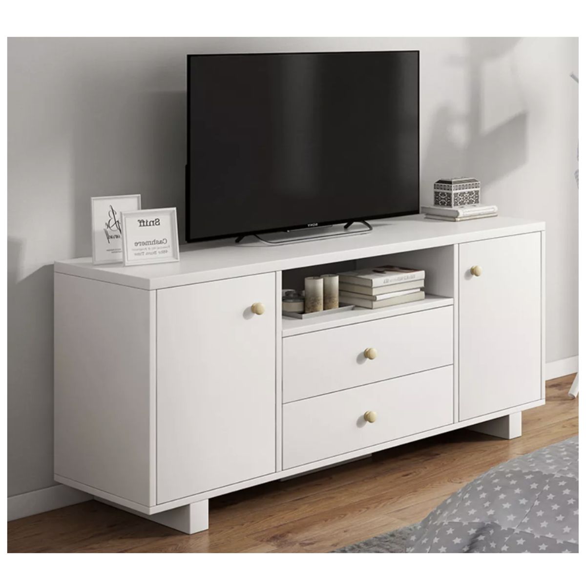 HOMER DESIGN - Rack Tv 120x30x58cm 2 Tiras 2 Puerta Melamina Homer Design