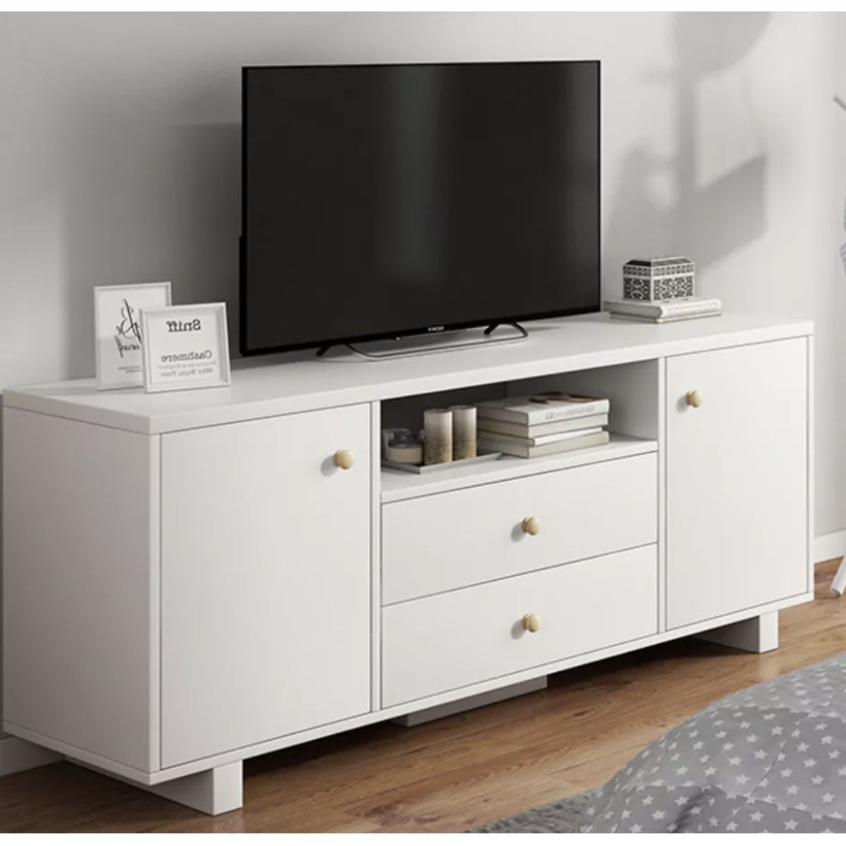 HOMER DESIGN - Rack Tv 120x30x58cm 2 Tiras 2 Puerta Melamina Homer Design