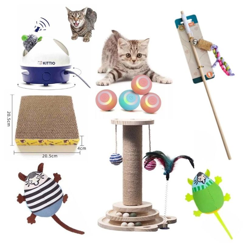 GENERICO - COMBO JUGUETE PARA GATOS RASCADOR+PELOTA AUTOMATICA ETC