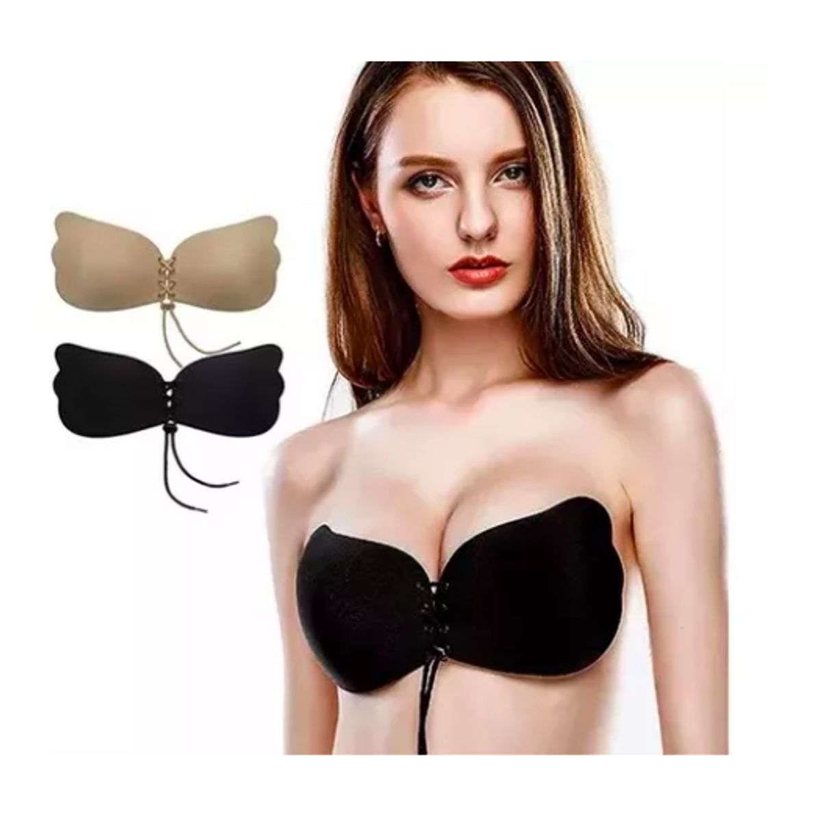 IDEAL FEMIDOM - Pack 2 Sostén Adhesivo Invisible Estilo Mariposa Strapless