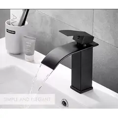 GENERICO - Llave Monomando Lavamanos Estilo Cascada Negro Mate