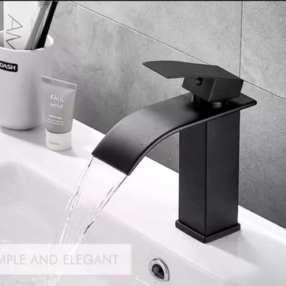 GENERICO - Llave  Lavamanos Estilo Cascada Negro Mate