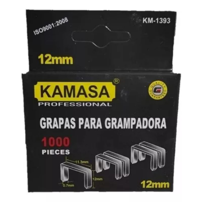 KAMASA - Pack 1.000 Grapas Corchetes 12mm/0.7mm Profesional