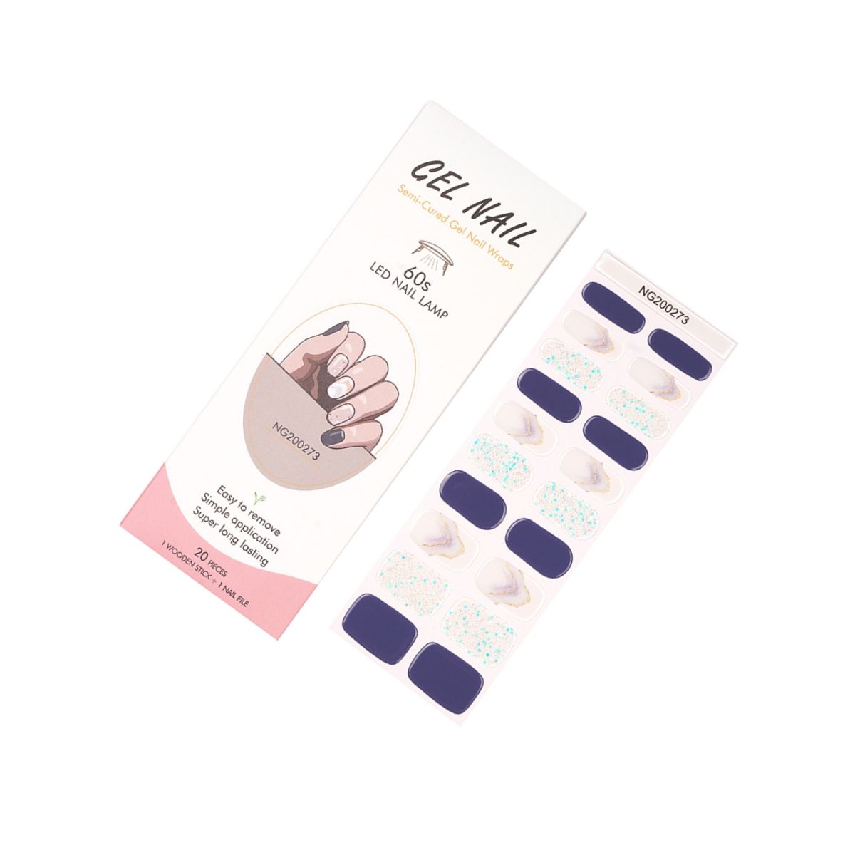 ATURE - Set 20 Pcs Uñas Postizas Nail Gel Para Lámpara Uv