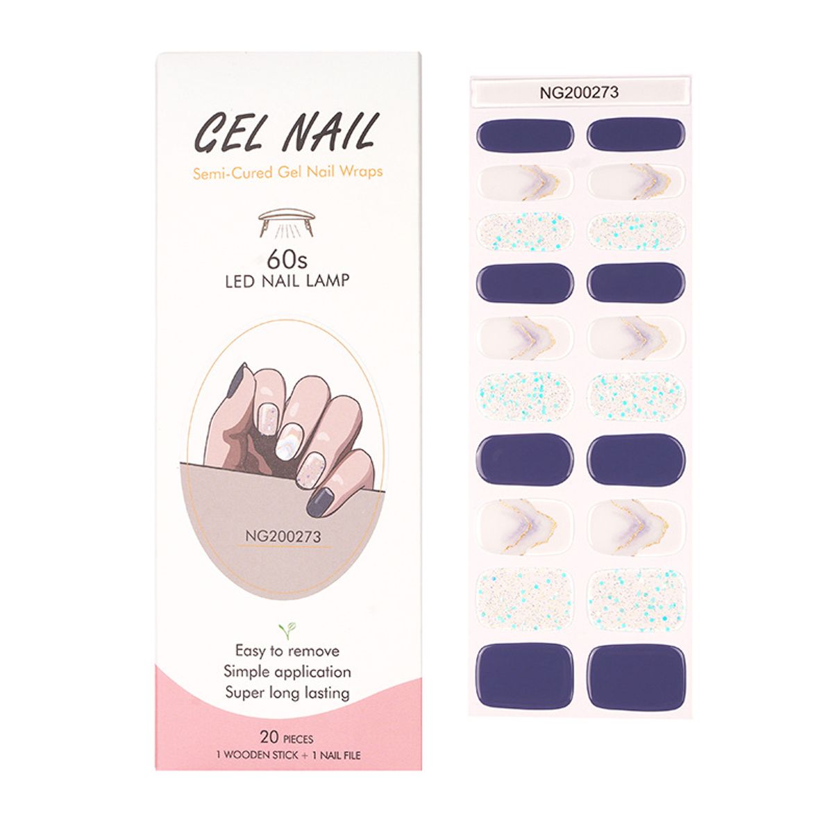 ATURE - Set 20 Pcs Uñas Postizas Nail Gel Para Lámpara Uv