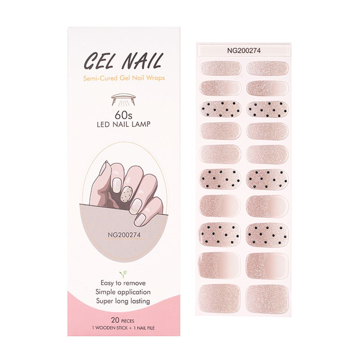 ATURE - Set 20 Pcs Uñas Postizas Nail Gel Para Lámpara Uv
