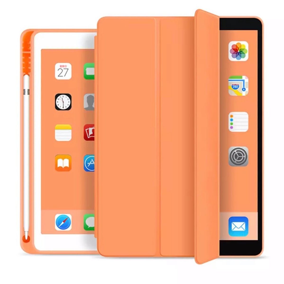 GENERICO - Fundas De iPad Con Porta Lapiz Para iPad 10.2 (7ma-8va-9na) Naranjo