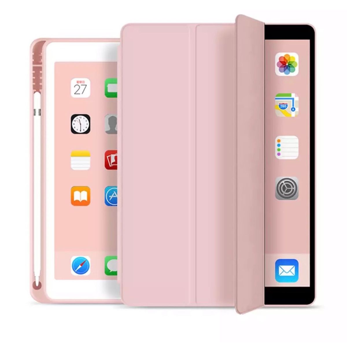GENERICO - Fundas De iPad Con Porta Lapiz Para iPad 10.2 (7ma-8va-9na) Rosa Palo.