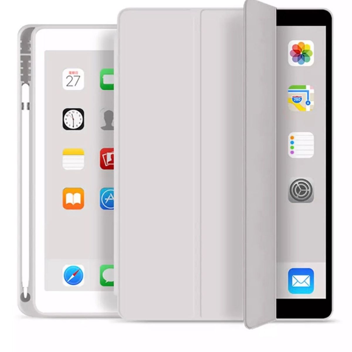 GENERICO - Fundas De iPad Con Porta Lapiz Para iPad 10.2 (7ma-8va-9na) Gris