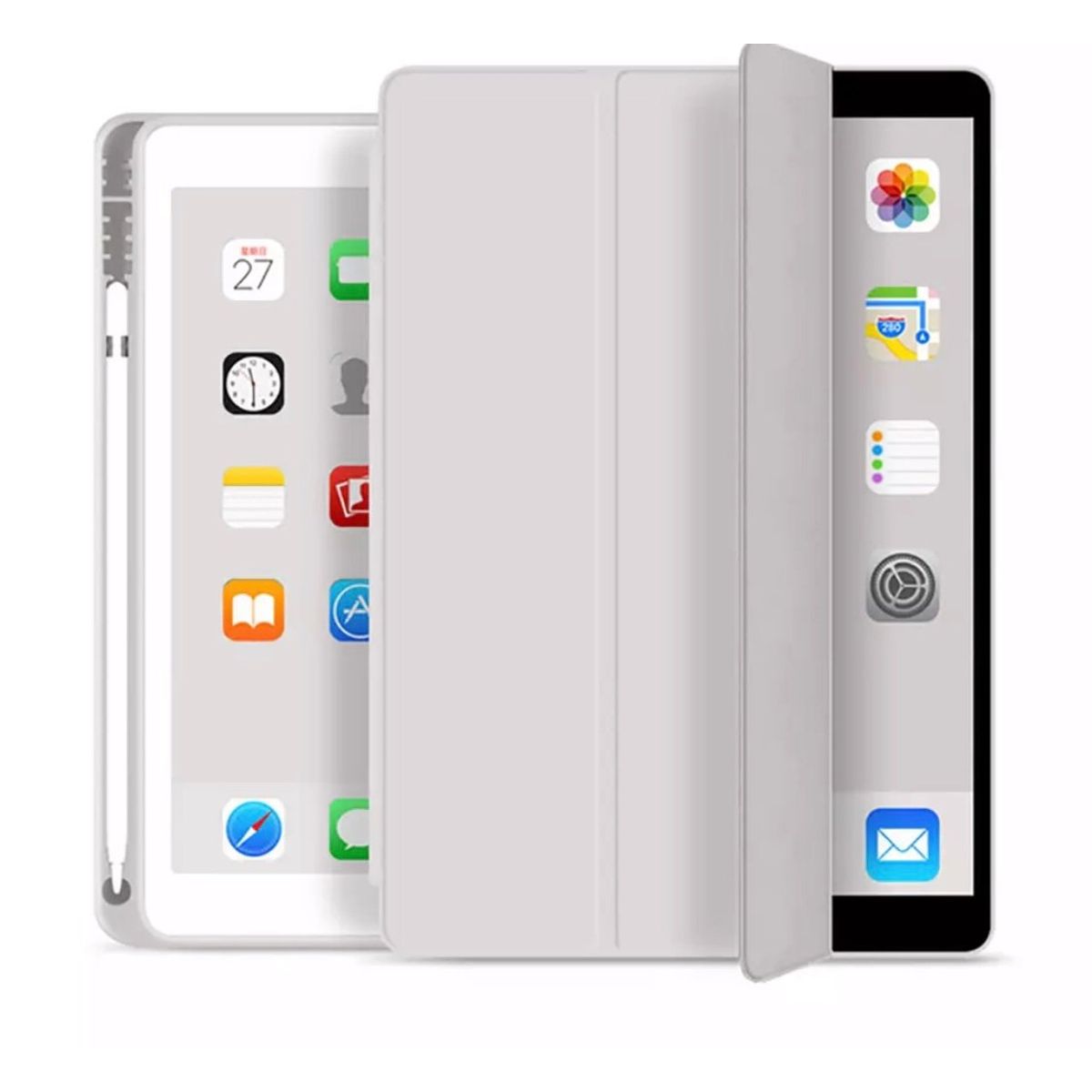 GENERICO - Fundas De iPad Con Porta Lapiz Para iPad 10.2 (7ma-8va-9na) Gris