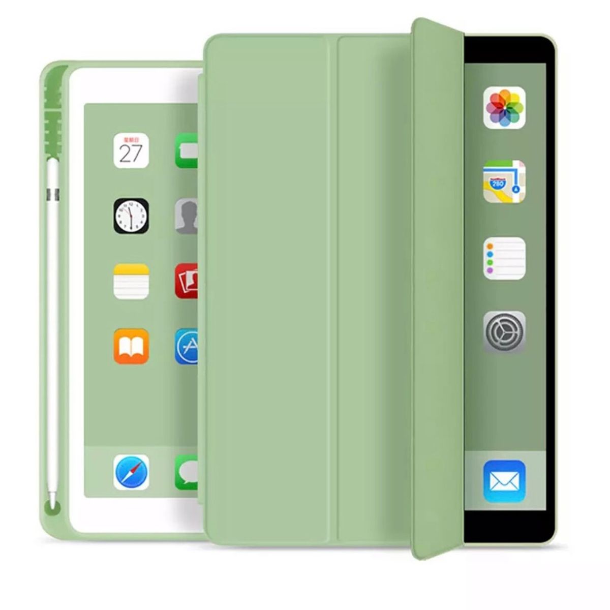 GENERICO - Fundas De iPad Con Porta Lápiz Para iPad Air 11 M2-M3 / Air 4-5 -Verde Claro