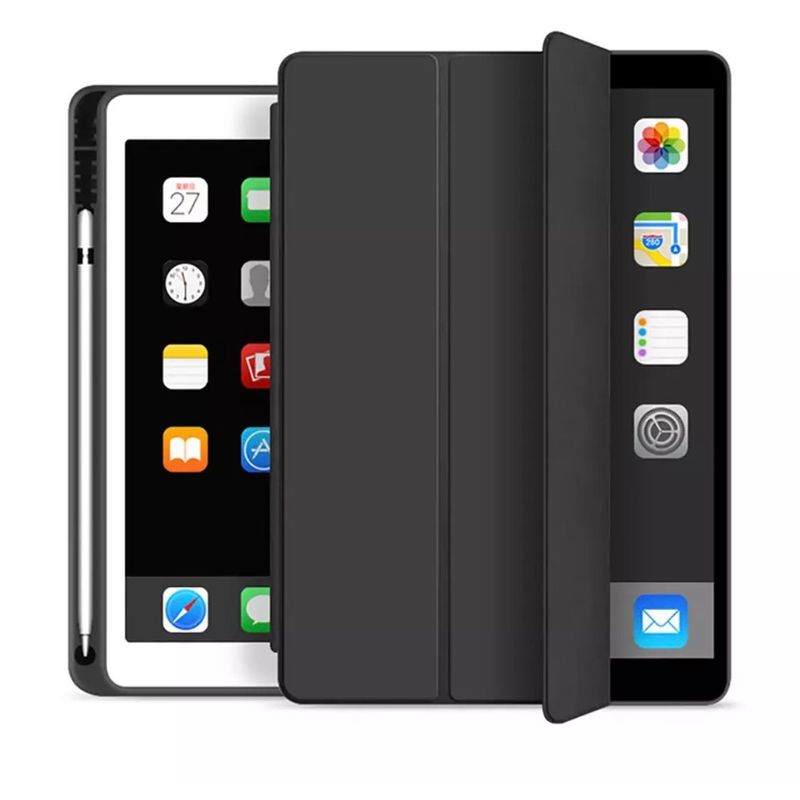 GENERICO - Fundas De iPad Con Porta Lápiz Para iPad Air 4/5 - Air 11 - Negro