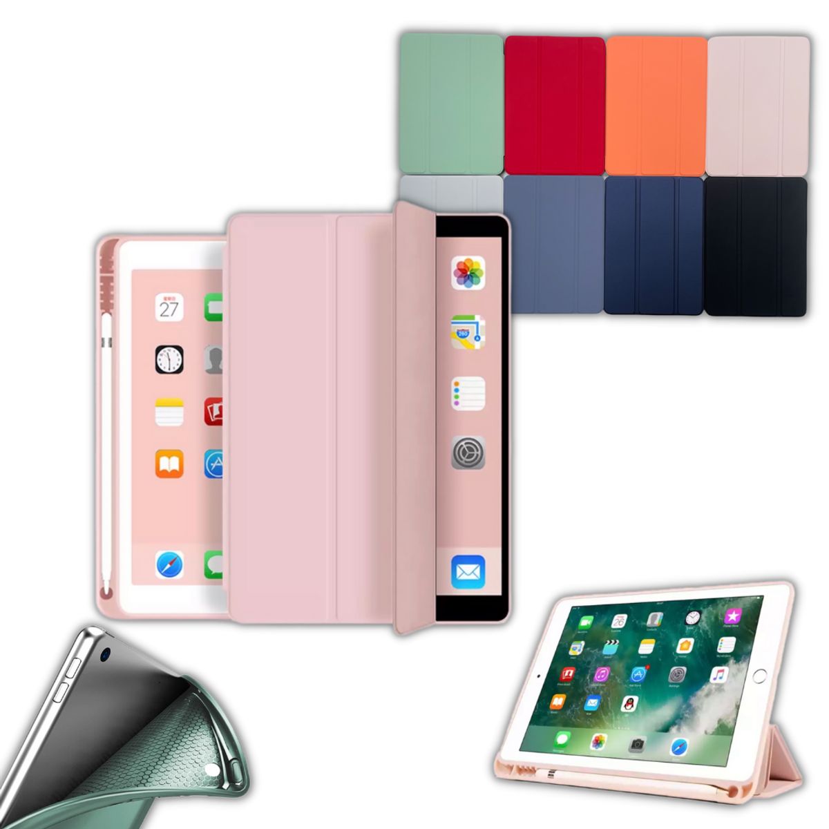 GENERICO - Fundas De iPad Con Porta Lapiz Para iPad Mini 4-5 Rosa Palo