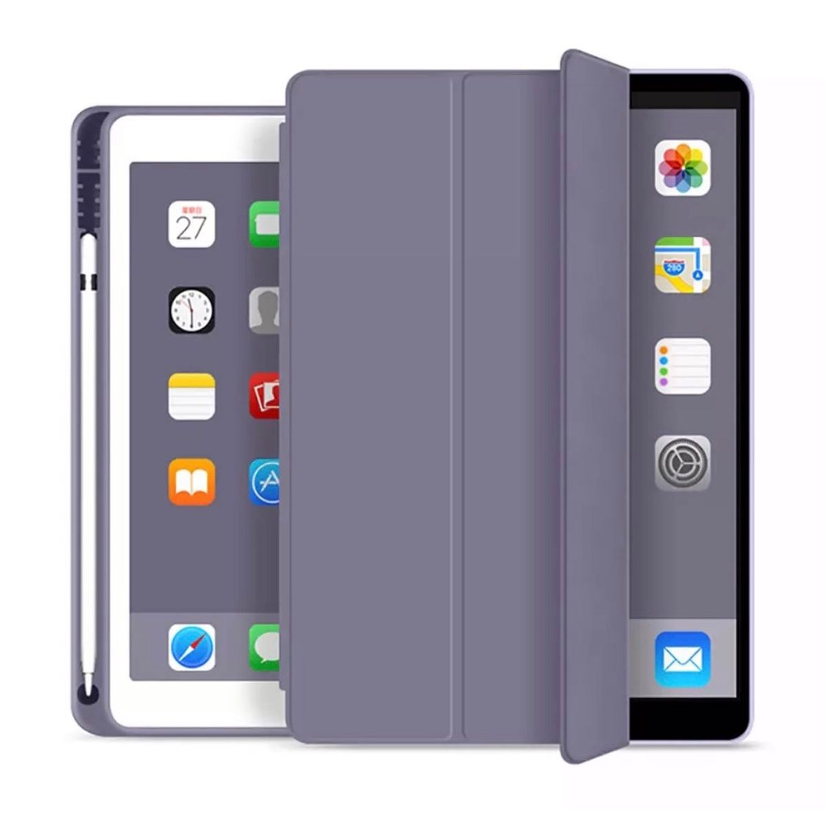 GENERICO - Fundas De iPad Con Porta Lapiz Para iPad Mini 4-5 Lila