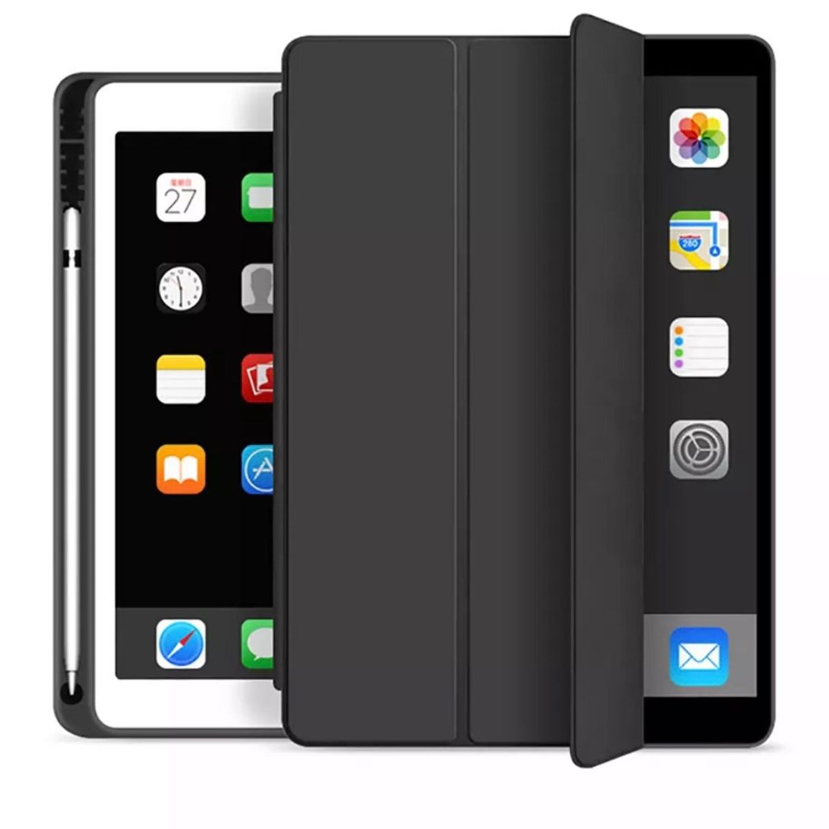 GENERICO - Fundas De iPad Con Porta Lapiz Para iPad Mini 4-5 Negro