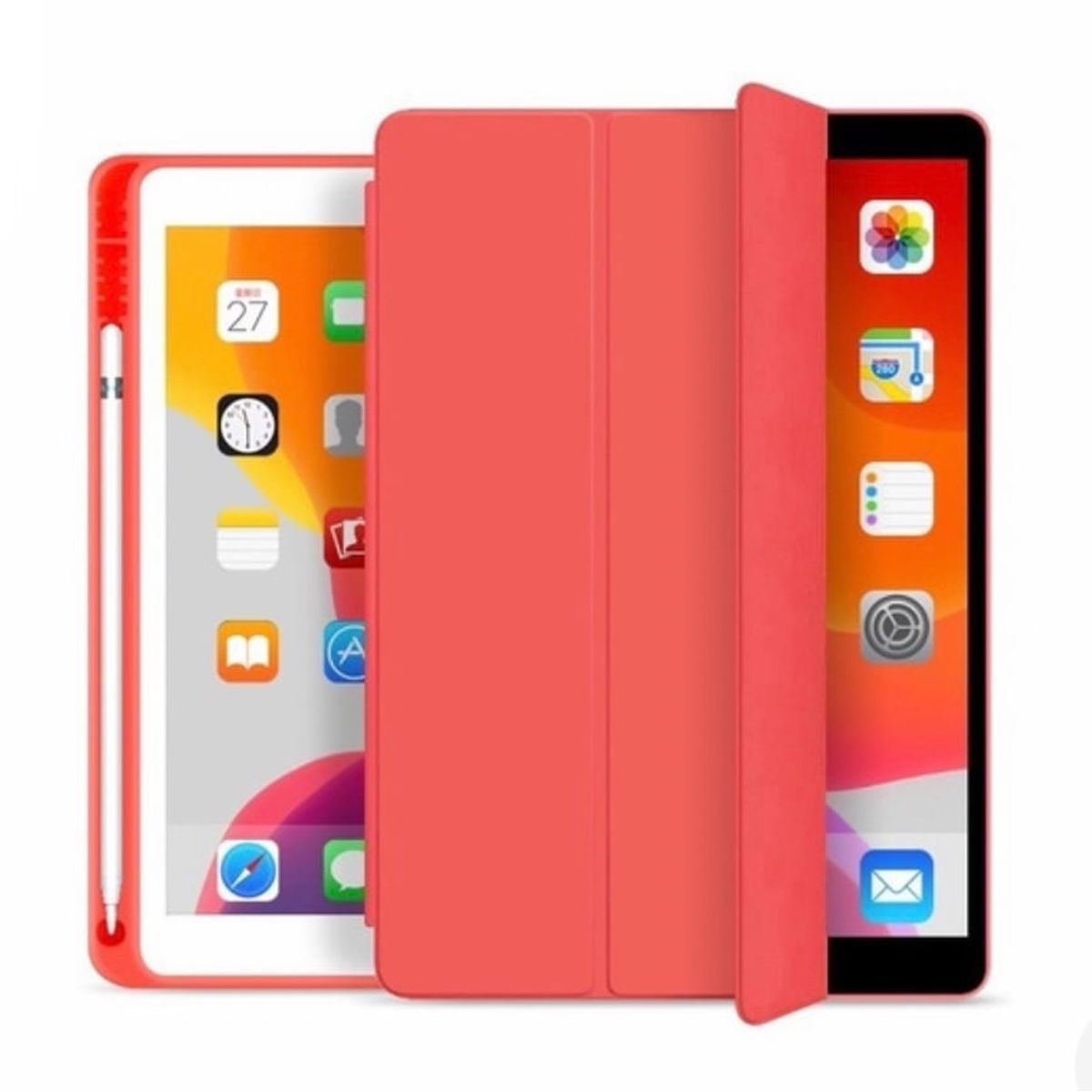 GENERICO - Fundas De iPad Con Porta Lapiz Para iPad Mini 6 / A17 Pro - Rojo