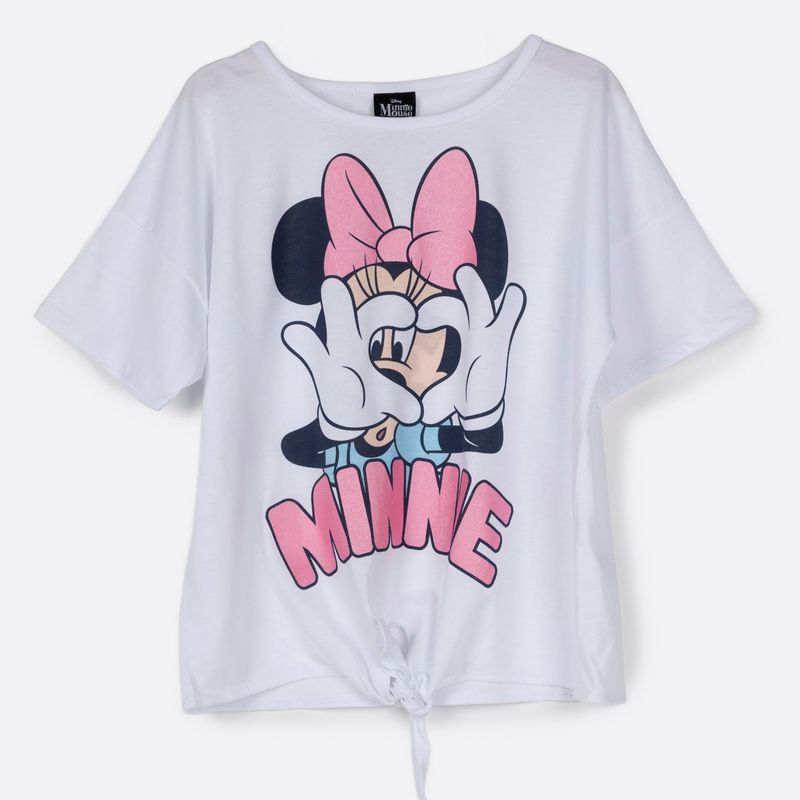 DISNEY - Polera Manga Corta Niña Corazon Minnie Blanco Disney
