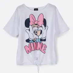 DISNEY - Polera Manga Corta Niña Corazon Minnie Blanco