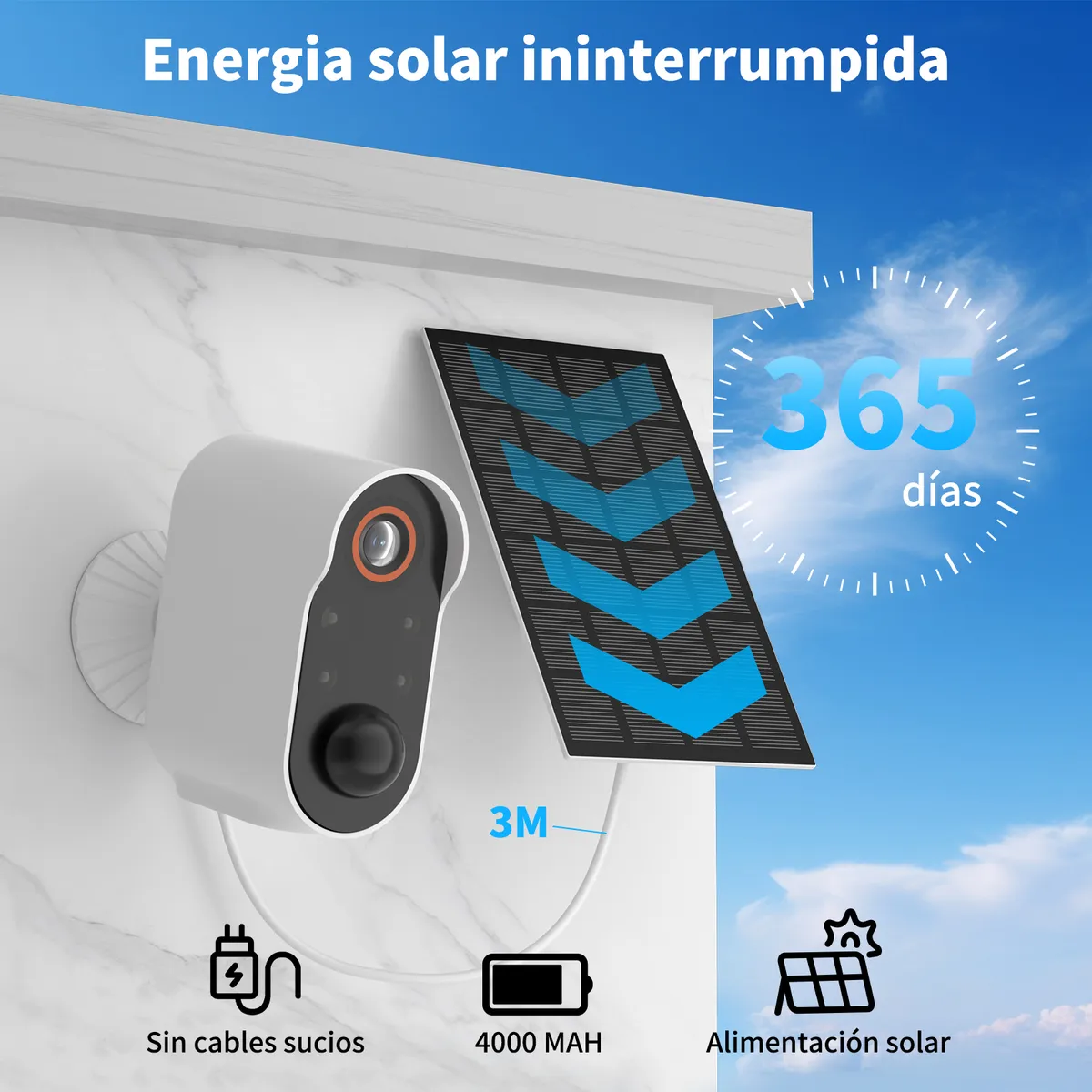AIZO - Cámara De Seguridad Camera Wifi Exterior Con Solar Interfono AIZO