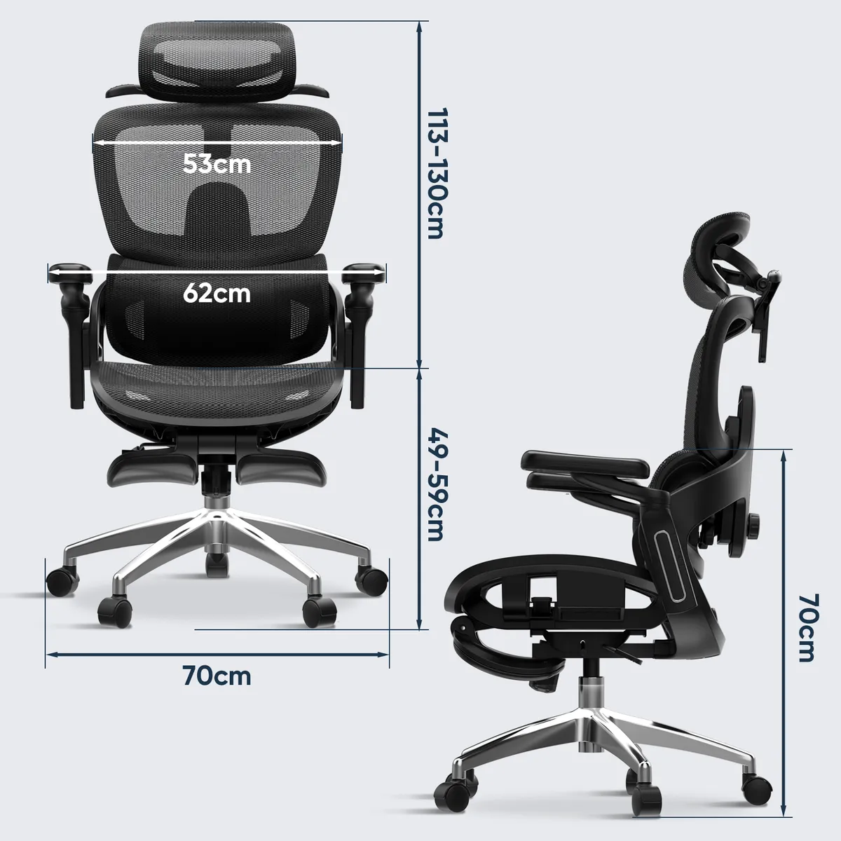 AIZO - Silla Oficina Escritorio AIZO lumbar tapizado de mesh ergonómica