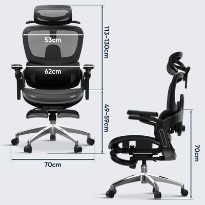 Imagen 2 del producto Silla Oficina Escritorio lumbar tapizado de mesh ergonómica Negro