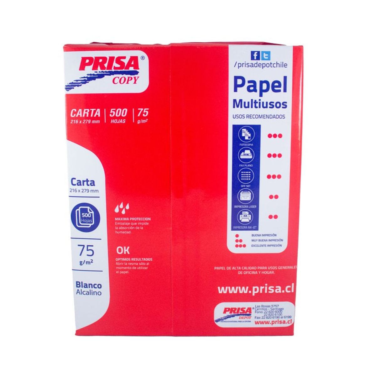 PRISA - Resma Carta Prisa 75 G/m2 X 500 Hojas