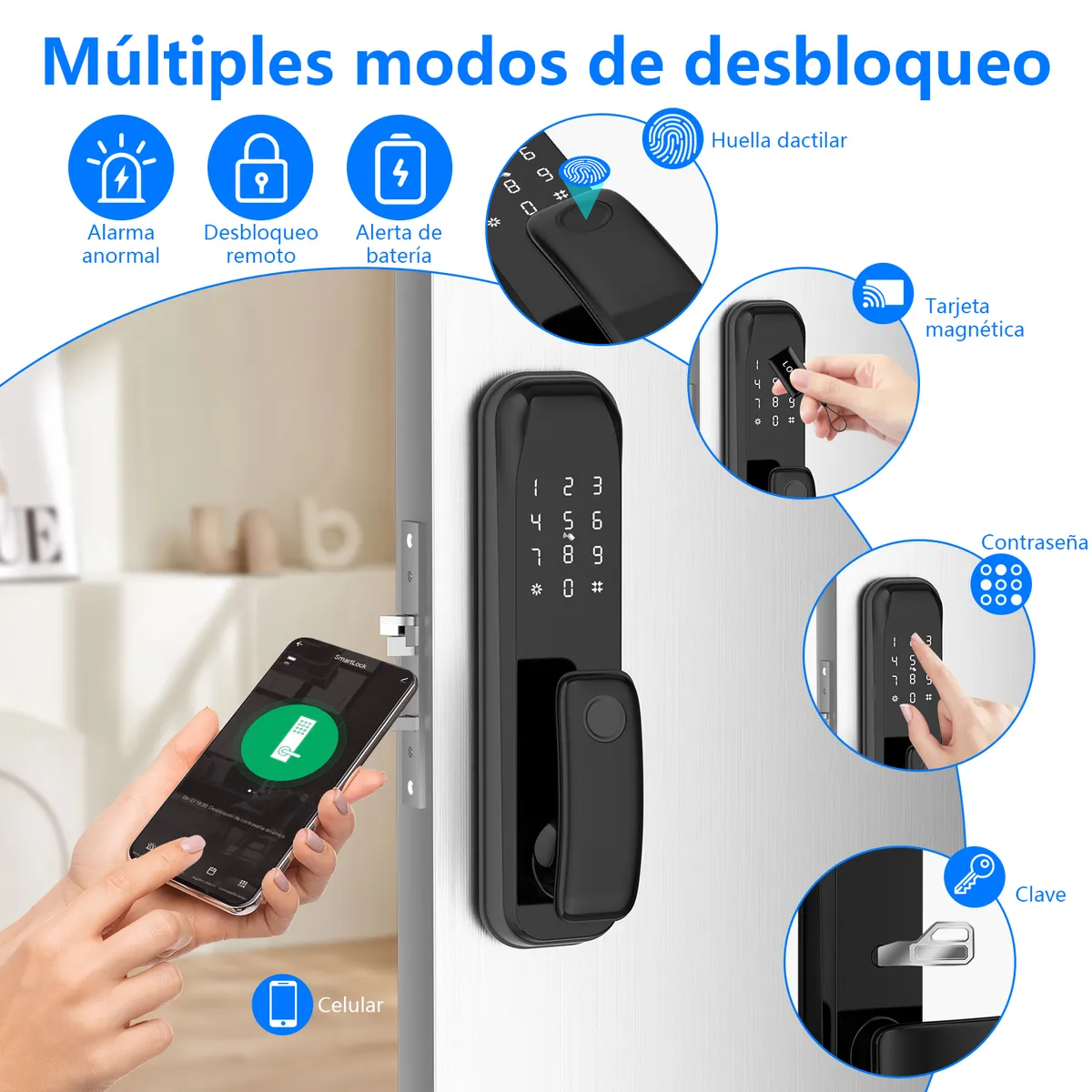 AIZO - Cerradura Digita Wifi Huella Inteligente Tuya App Con Clave-