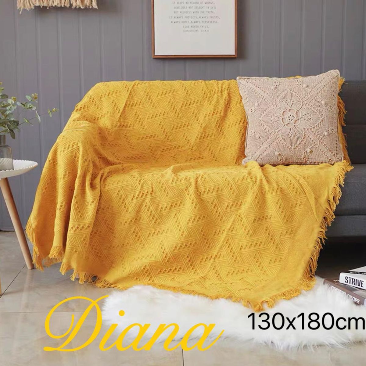 GENERICO - MANTA DECORATIVA 130X180cm AMARILLO