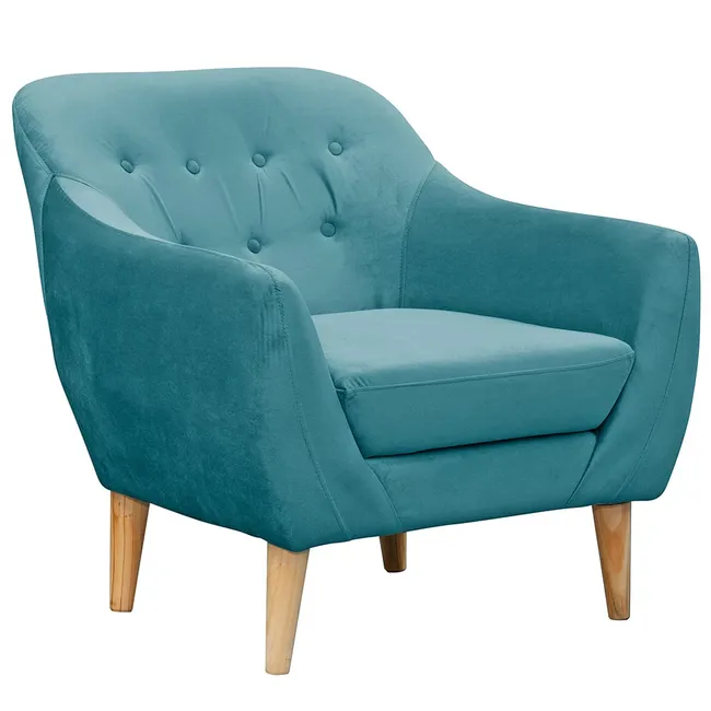 MASEL - Poltrona 1C Norway Felpa Turquesa 85X87X90