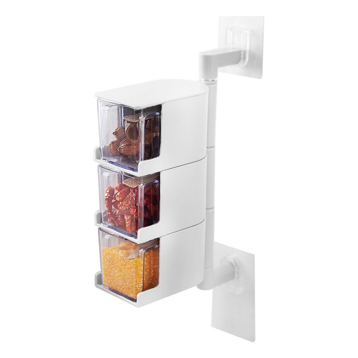 IMPORTCLICK - Caja Condimentos Cocina 3 Compartimientos Pared - Gris