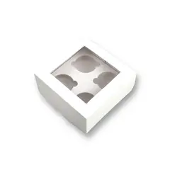 GENERICO - Pack 10 Cajas Para 4 Cupcakes Con Visor/ventana Y Separador