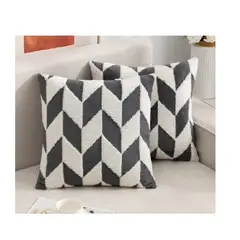 ANGELES DEL HOGAR - Fundas De Cojines Negro con Blanco Set X2 Sillon Suave 45 X 45