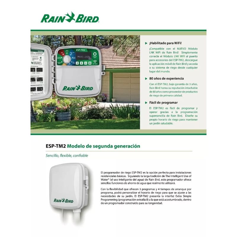 RAIN BIRD - Programador Rain Bird Esp-tm2 12 Estaciones Exterior