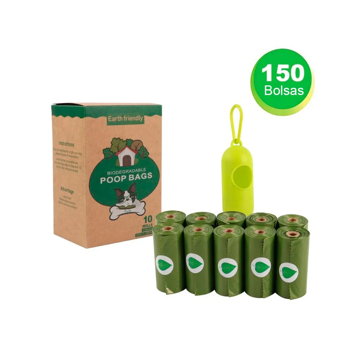 GENERICO - Bolsas Ecologica Desecho De Mascotas 10 Rollos 150 Bolsas Biodegradable
