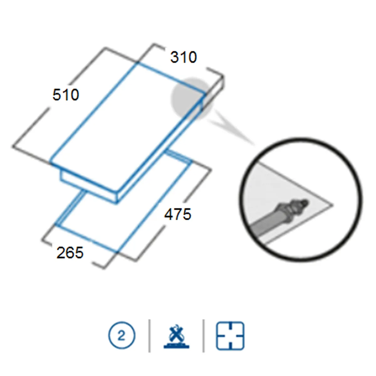 TEBISA - COCINA GAS 2 quemadores TEB-MGBS312A0000