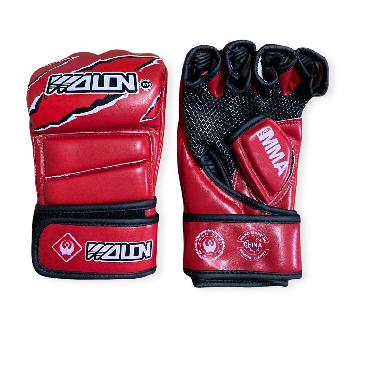 GYMHOME - Guantes de MMA Wolon Cuero Natural Rojo