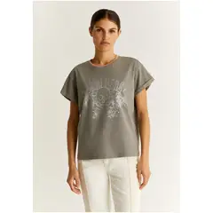 SCALPERS - Polera Print Frontal Foil Grey