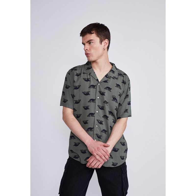 SIOUX - Camisa Hombre Verde Monos Sioux