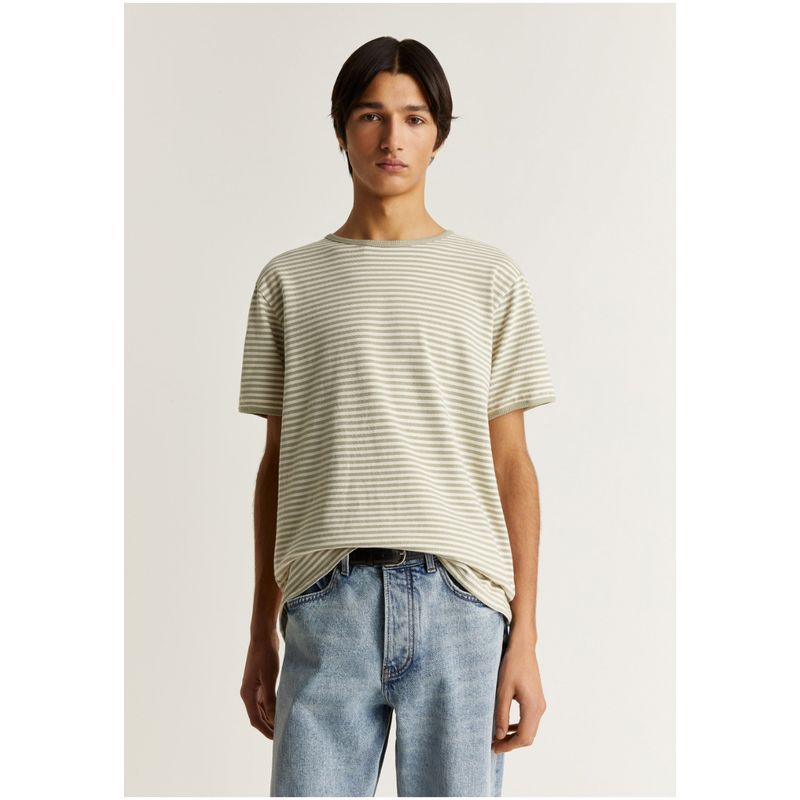 SCALPERS - Polera Rayas Algodón Lightkhaki