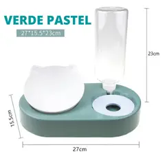 GENERICO - Comedero para gatos con dispensador de agua Verde