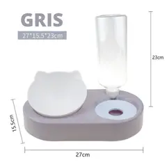 GENERICO - Comedero para gatos con dispensador de agua Gris